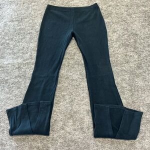 Toit Volant Navy Blue Ribbed Flared Leggings With Slit Detailing Size M